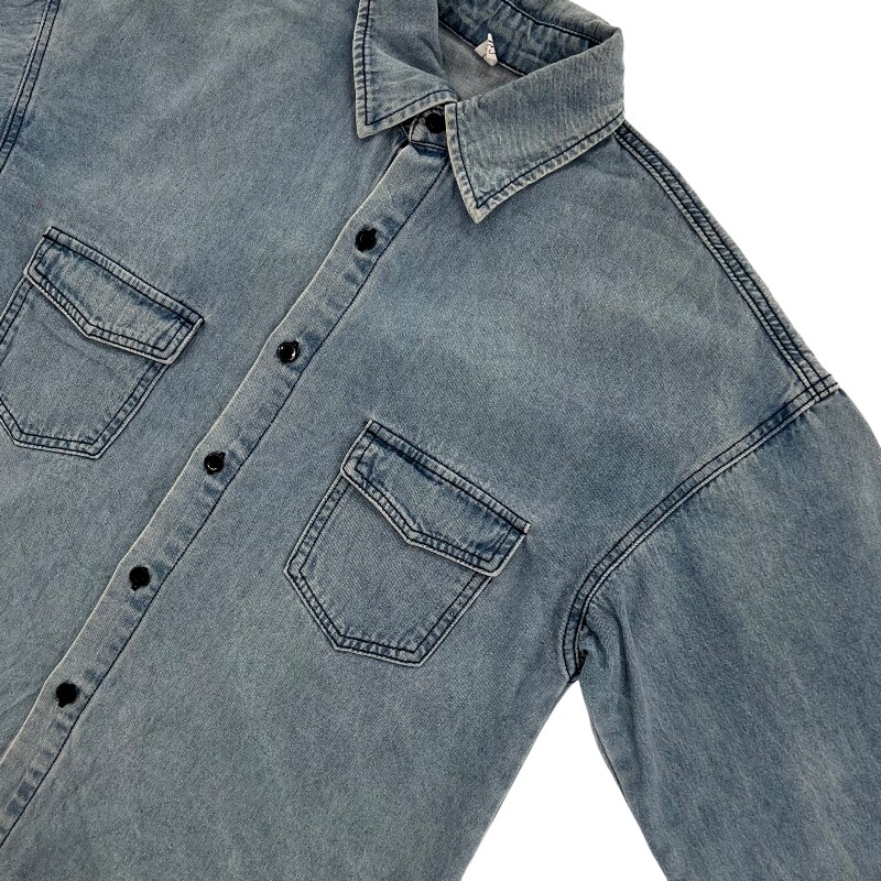 Джинсовая рубашка vintage古着美式复古阿美咔叽水洗做旧长袖日系牛仔衬衫男女n2