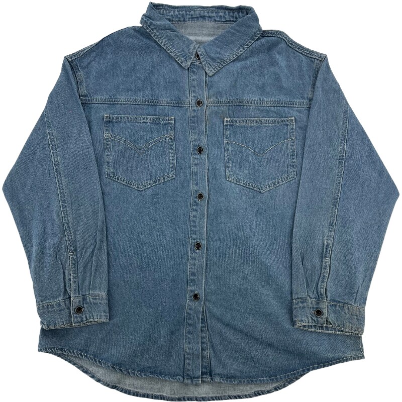 Джинсовая рубашка vintage古着美式复古阿美咔叽水洗做旧长袖日系牛仔衬衫男女n2