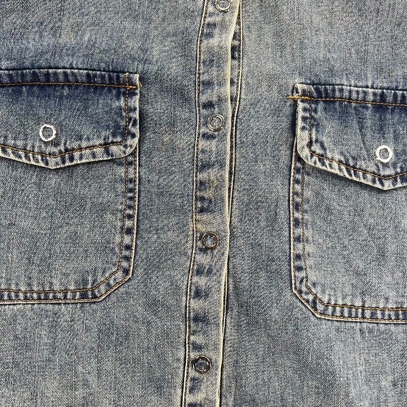 Джинсовая рубашка vintage古着美式复古阿美咔叽水洗做旧长袖日系牛仔衬衫男女n2