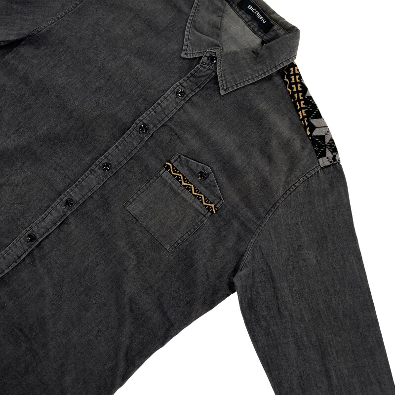 Джинсовая рубашка vintage古着美式复古阿美咔叽水洗做旧长袖日系牛仔衬衫男女n2