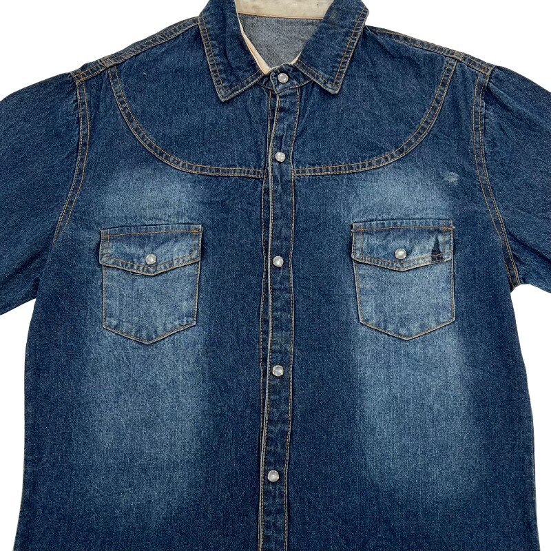 Джинсовая рубашка vintage古着美式复古阿美咔叽水洗做旧长袖日系牛仔衬衫男女n2