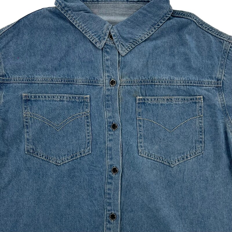 Джинсовая рубашка vintage古着美式复古阿美咔叽水洗做旧长袖日系牛仔衬衫男女n2