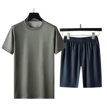 Physical training clothing short-sleeved suit mens summer quick-drying breathable top short-sleeved round neck T-shirt outdoor fitness shorts