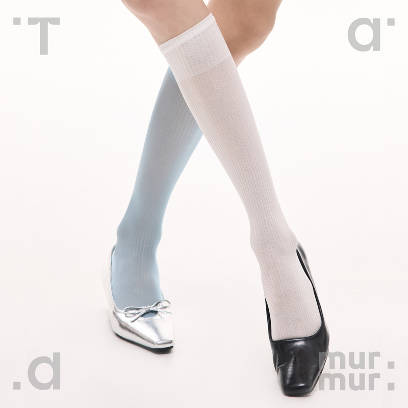 Fresh Blue Lightweight Semi-Sheer Calf Socks for Women 2026 New Slimming High-Elastic Seamless Cool Long Socks