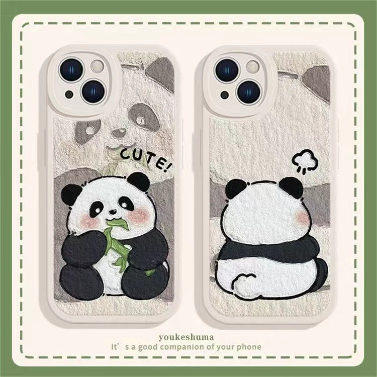 Apply Apple 13 phone shell 15pro new iPhone14pro oil painting Wind 11plus panda and flower 12pro cute x xsmax lovers 78