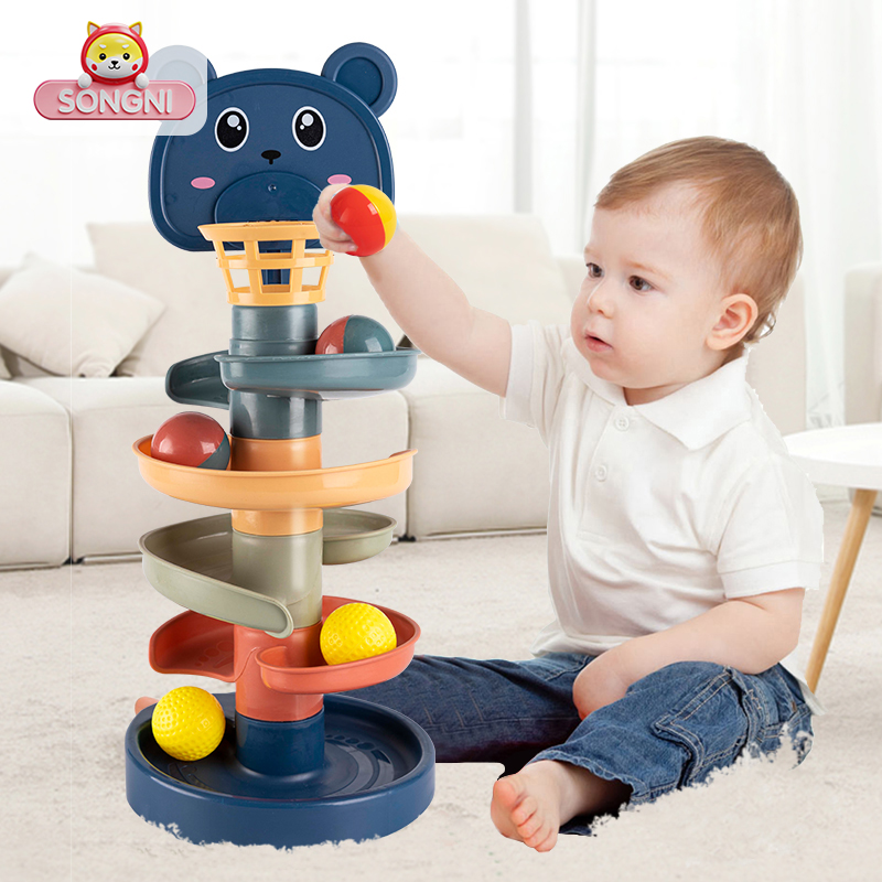 Songni transfer to leRolling ball rolling ball sliding ball Towers baby toys 6 months of fun Early teaching 1-3-year-old shooting basketball track-Taobao