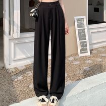 Wide-leg pants for women spring and summer new style high-waisted drapey design slim straight small white suit floor-length pants