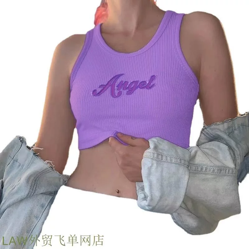 Ангел печать письмо спорт tight Umbilical майка-бюстгальтер?