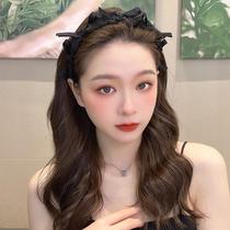 Xiaoxiang Feng Dot Mesh Bow Headband Female Super Fairy Temperament Hairpin Hair Hole Thin Edge Headband Versatile Outing Summer