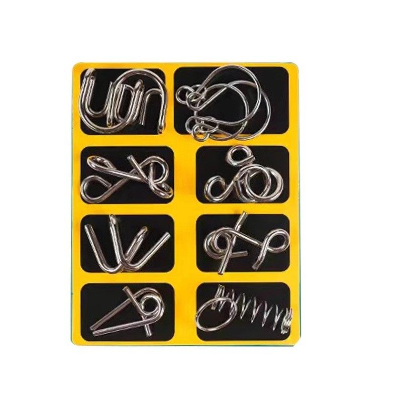 Nine-Link Puzzle Unlocking Rings, Educational Toys for Children and Primary School Students, Luban Lock, Kongming Lock, Complete Set of 24 Pieces