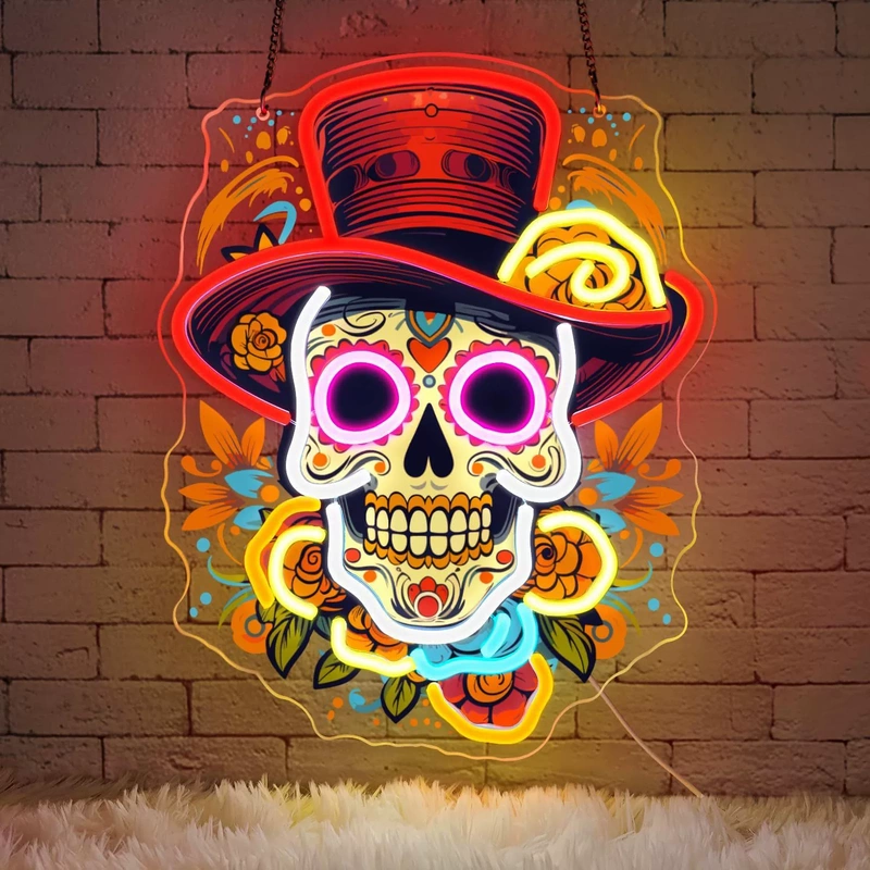 Halloween Skeleton Glowing Uv Neon Light Decoration Gift Lamp Dimmable Decorative Rose Skeleton Light Sign Halloween Skeleton Glowing Uv Neon Light Decoration Gift Lamp Dimmable Decorative Rose Skeleton Light Sign