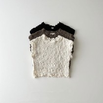 2023 Ins Children Summer Knitting Wrinkle Sleeveless T-shirt