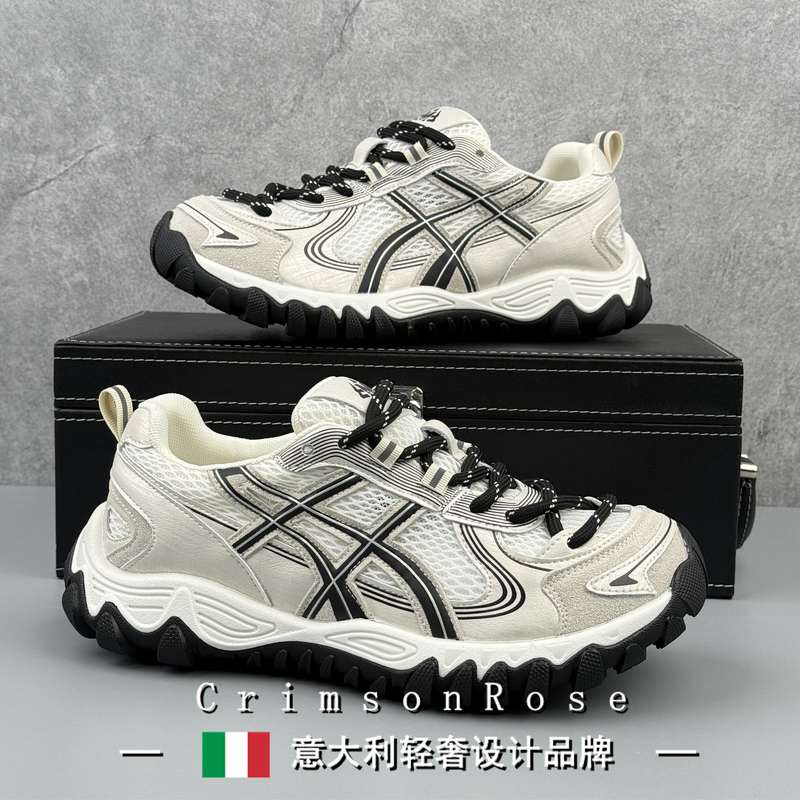 Cr Light Luxury Italian 2026 Design Outdoor Shoes Spring and Summer Street Style Thick-Soled Sports Breathable Mesh Dad Shoes for Men