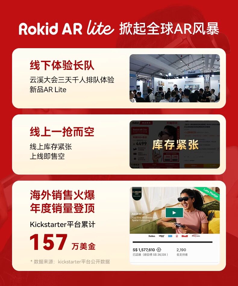 ar设备 【送折叠键盘＋手柄】rokidarlite乐奇智能ar眼镜max2若琪air3d观影游戏手机ai非vr支持三联屏全生态应用