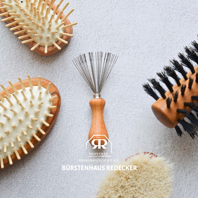Redecker Comb Cleaning Tool, Brush for Cleaning and Removing Hair from Comb Teeth, Made in Germany