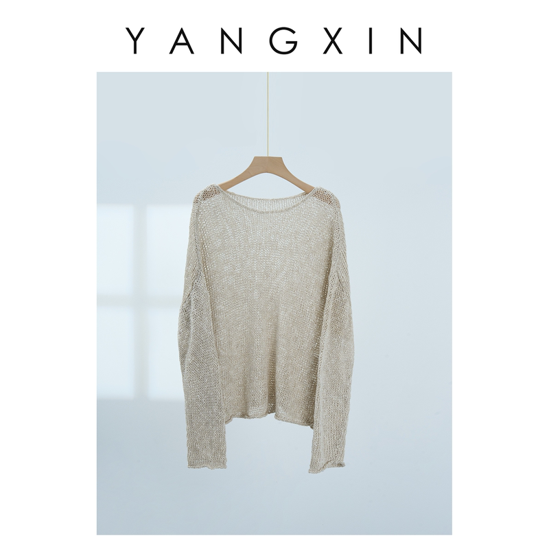 [No Age·Yang Xin] Breathable Loose Mesh Cotton and Linen Fashionable Long-Sleeved Shirt with Crepe Marbles Ss06023