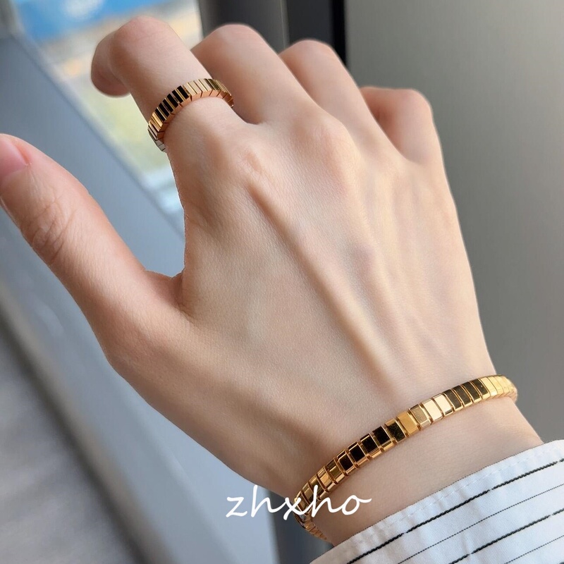 Metal Cube Bracelet with a Minimalist Style, Same Style as the Ones Sold in Gold Stores, Versatile for Commuting, Stackable, and with a High-End Feel