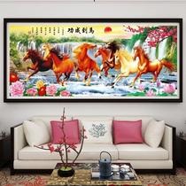 Diamond Painting Horse to Success Full Diamond Living Room 2023 New Eight Horses Picture Peony Flower Pasted Diamond Cross Stitch Landscape Calligraphy and Painting