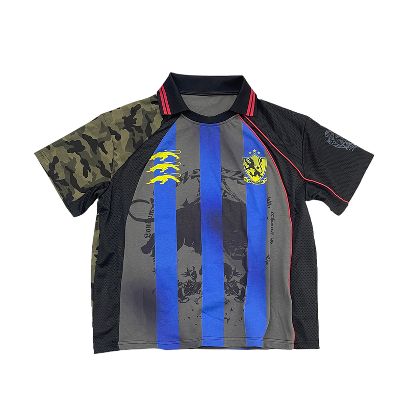 Luuucam Leopard Print Camouflage Patchwork Mesh Breathable Jersey Short-Sleeve Niche Deconstructed Street Style Sports T-Shirt