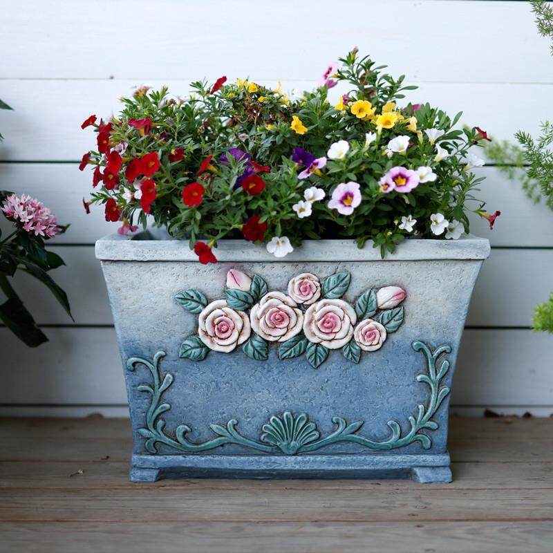 Outdoor Patio Large Aperture Imitation Ceramic Red Pottery Flower Pot Multi Meat Large Size Garden Balcony Retro Nordic Net Red Creativity-Taobao