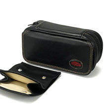 Cowhide Shafen pipe genuine leather 2-pipe bag portable pipe bag soft leather straw pipe for customers