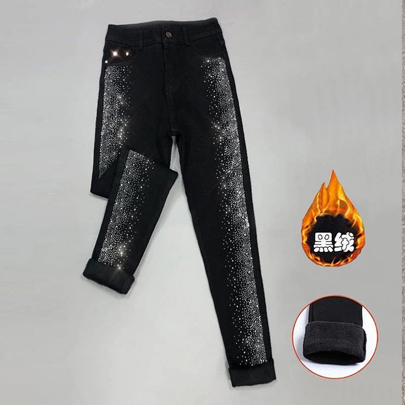 Glint bronzed with high waist jeans Women's autumn winter new fashion trends Slim Stretch Slim Fit Pants Pencil Pants-Taobao