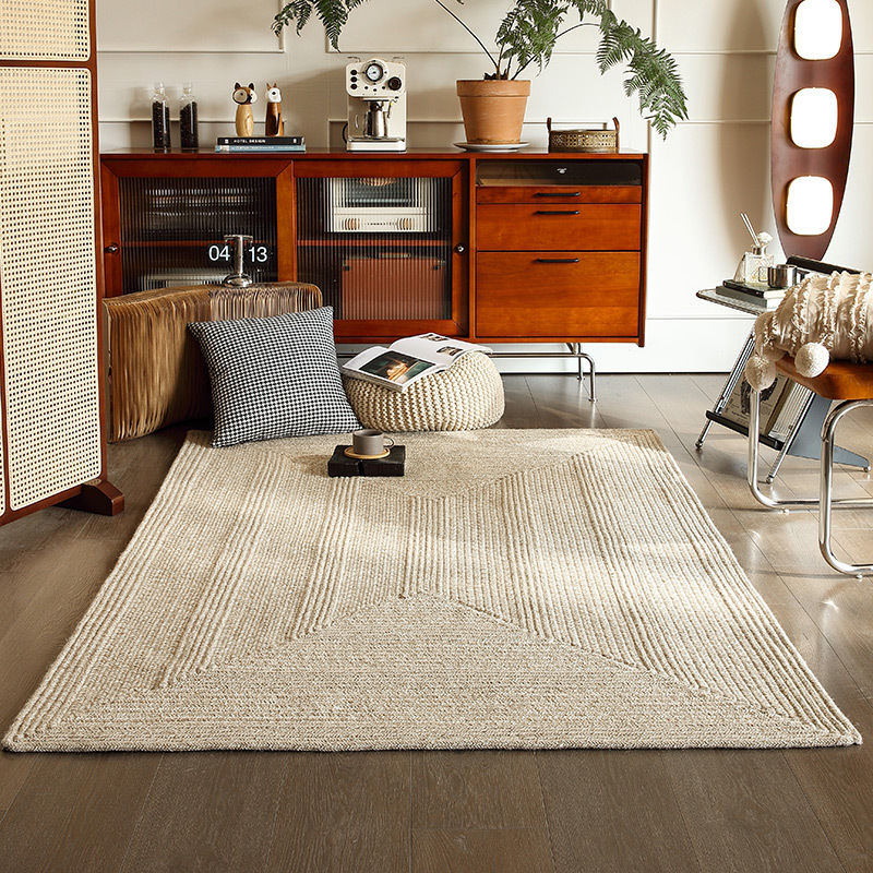Glue-Free Wool Carpet, Thickened, Hand-Woven, Solid Color, Nordic Simple, High-End, Light Luxury, Living Room, Sofa, Bedroom, Study