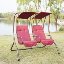 Outdoor swing hanging chair couple swing open-air balcony garden iron pipe rocking chair beach vacation adult hanging basket