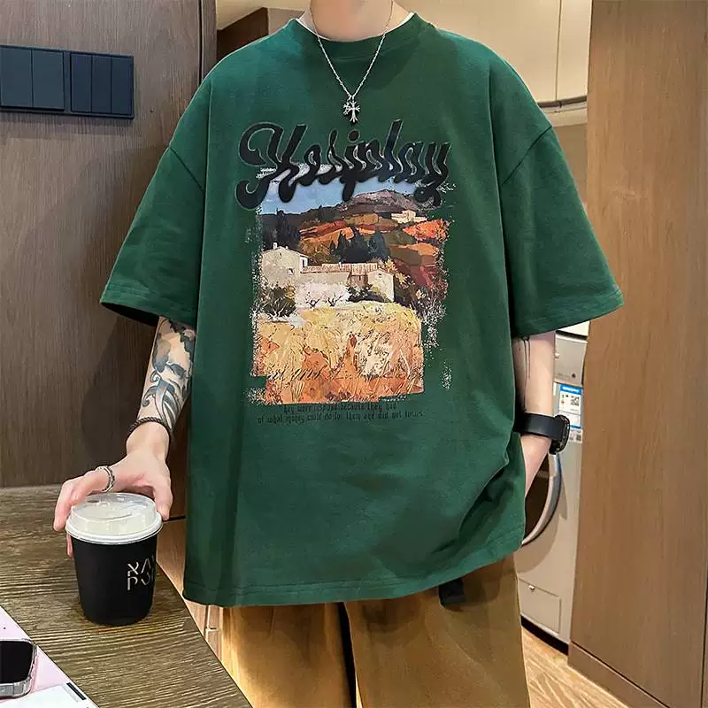 [外贸款China-Chic American style t-shirt high street men's su]