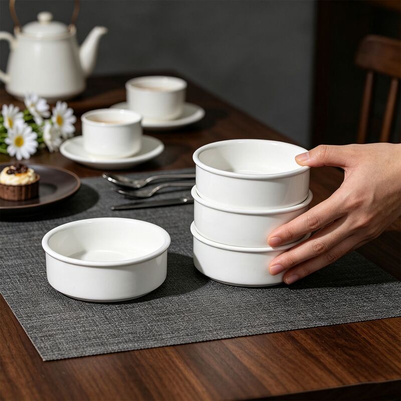 High-Temperature Resistant Ceramic Rice Bowl, Household Round Noodle Bowl, Underglaze Color, Solid Color, Chinese-Style Daily Tableware Set High-Temperature Resistant Ceramic Rice Bowl, Household Round Noodle Bowl, Underglaze Color, Solid Color, Chinese-Style Daily Tableware Set