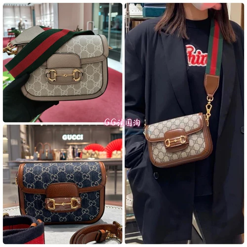 Gucci/Gucci Horsebit 1955 мини -сумочка красная кость