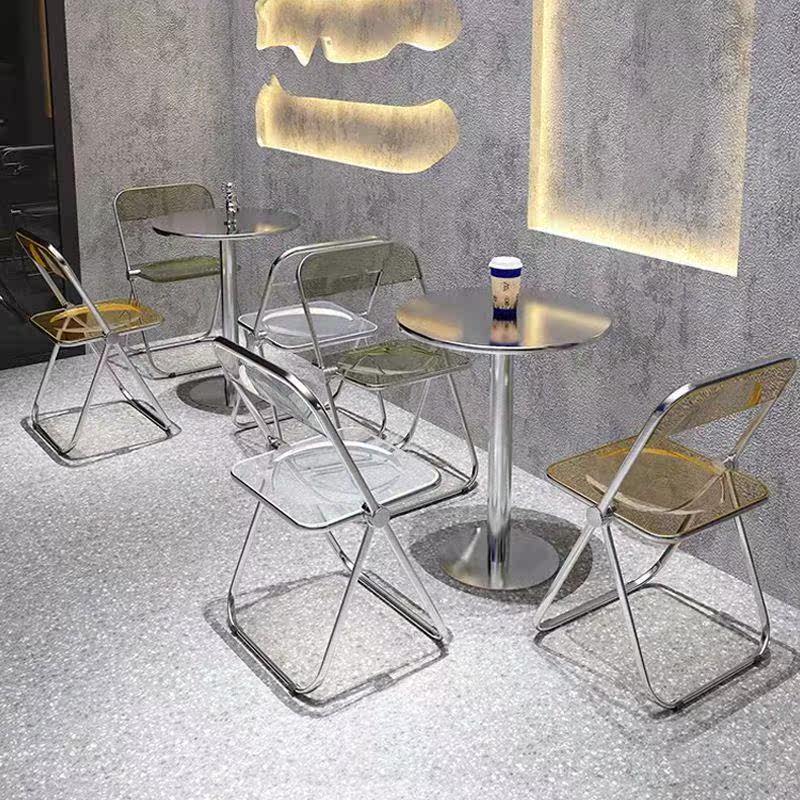 Industrial Wind Sweet Milk Tea Shop Stainless Steel Round Table Barbecue chairs Cafeteria chairs Cafeteria for dining table and chairs manufacturer-Taobao