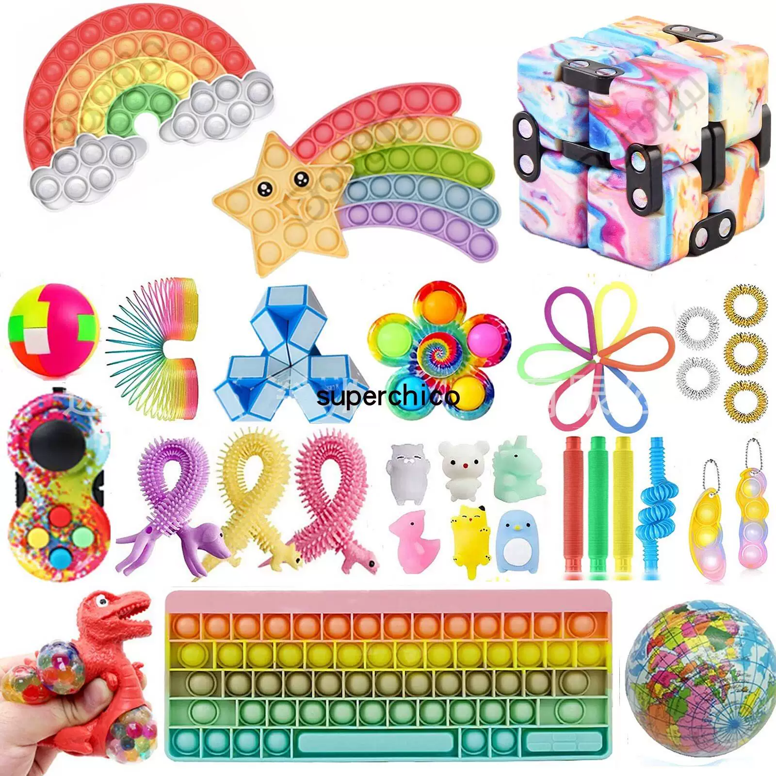 [Набор игрушек-кукол Fidget poppet poke bue Toys suit bue pop it]