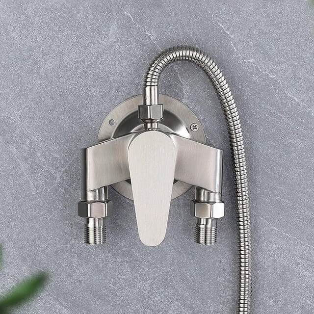 Surface-Mounted Hot and Cold Water Mixing Valve Bathroom Shower Faucet Shower Two in and One Out Solar Switch Valve All Copper