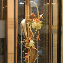 Hotel revolving door artificial flowers shopping mall lobby decorations floor-standing decorative flowers sales office high-end decorations