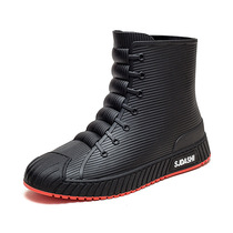 Chaussures étanches féminin Chaussures de pluie mâle à laide dun couple cylindre moyen couple coton chaud bottes de pluie non dérapant bottes en plastique femelle 2925