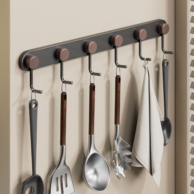 Punchless hook sticky hook kitchen bathroom traceless hook iron single-row wall coat hook sorting storage rack