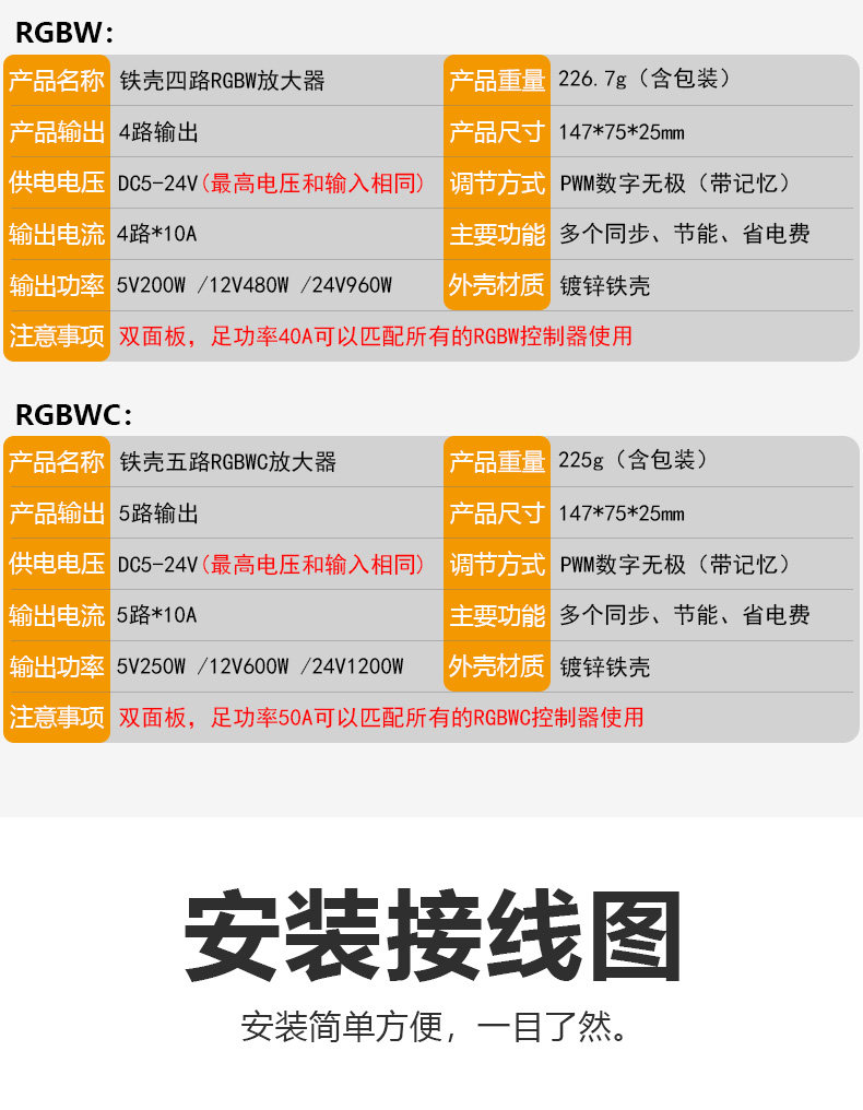 товар из китая led调光器同步器放大器rgbwc双色温三色灯带灯条控制器5v12v24v