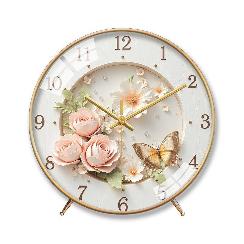 Creative Home Desk Clock Quartz Clock French Butterfly Nordic Clock High-Value Desk Clock Silent Bedroom Living Room