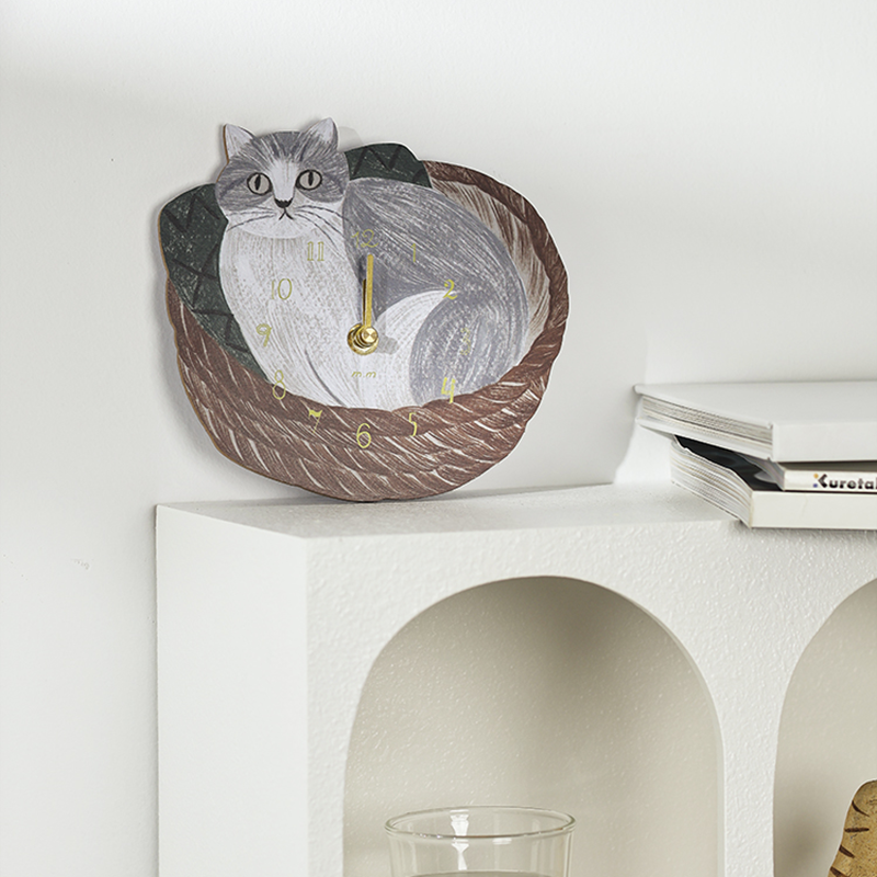 Japanese Unicom Matsuo Meishan Designer Collaboration Cat and Bird Shaped Ornament Wall Clock