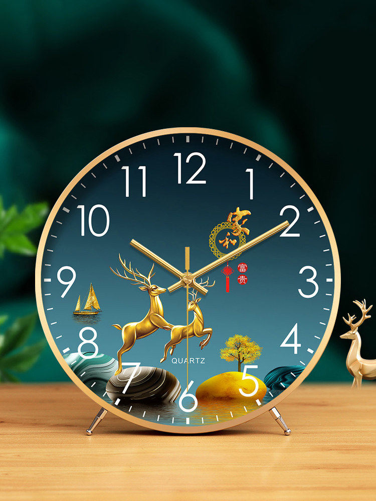 Table Clock, Home Desktop Clock, Living Room Light Luxury Display, Elegant Sitting Clock, Simple Pendulum Clock, Clock Ornament
