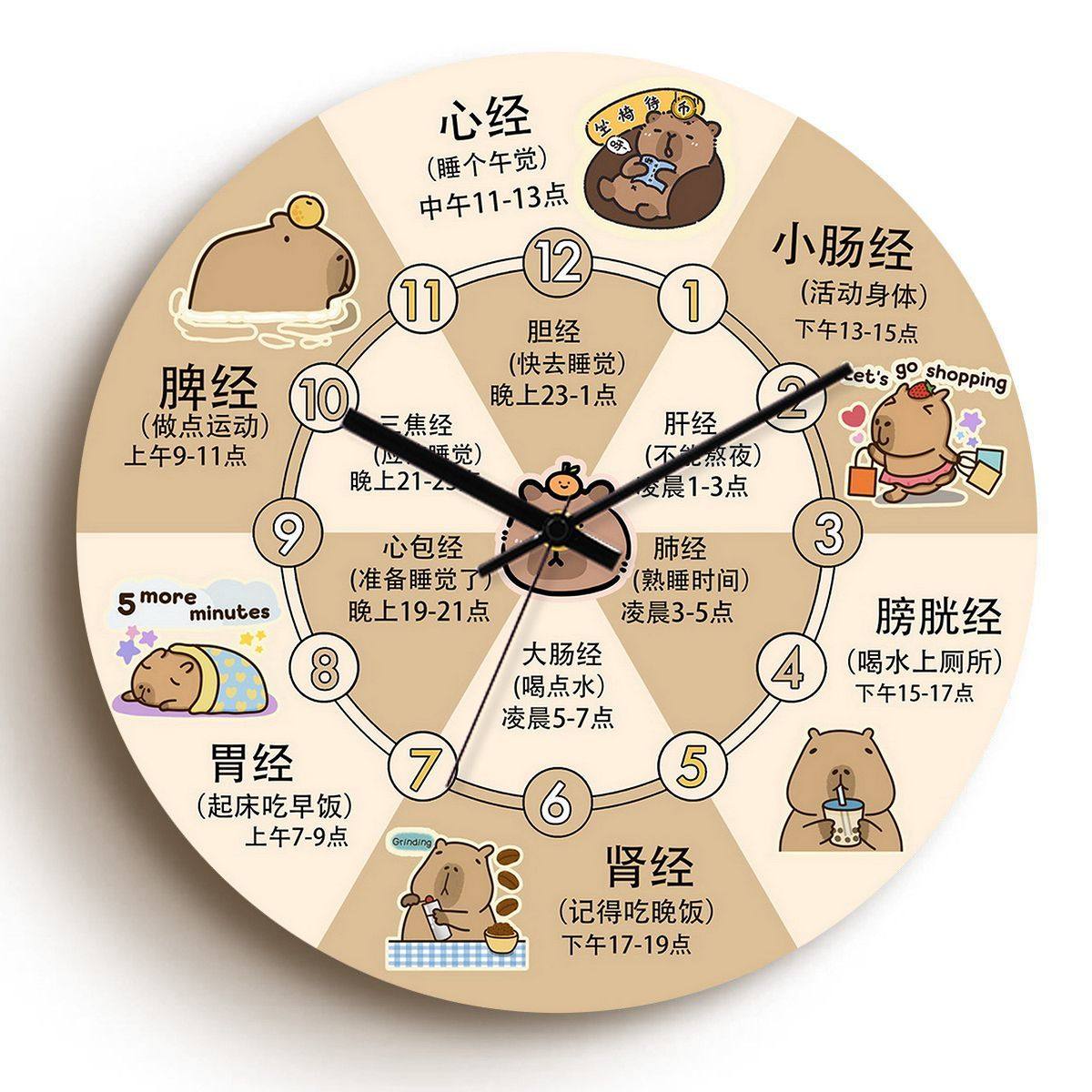 Traditional Chinese Medicine Therapy Wall Clock - Twelve Hour Health Care Clock - Meridian Flow Silent Wall Decorative Clock