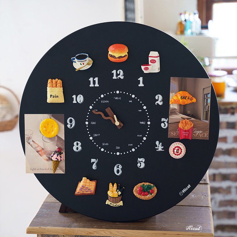 Retro Blackboard Wall Clock Magnet Pastoral DIY Magnetic Wall Hanging High-End Art Clock Living Room Home Decoration Clock