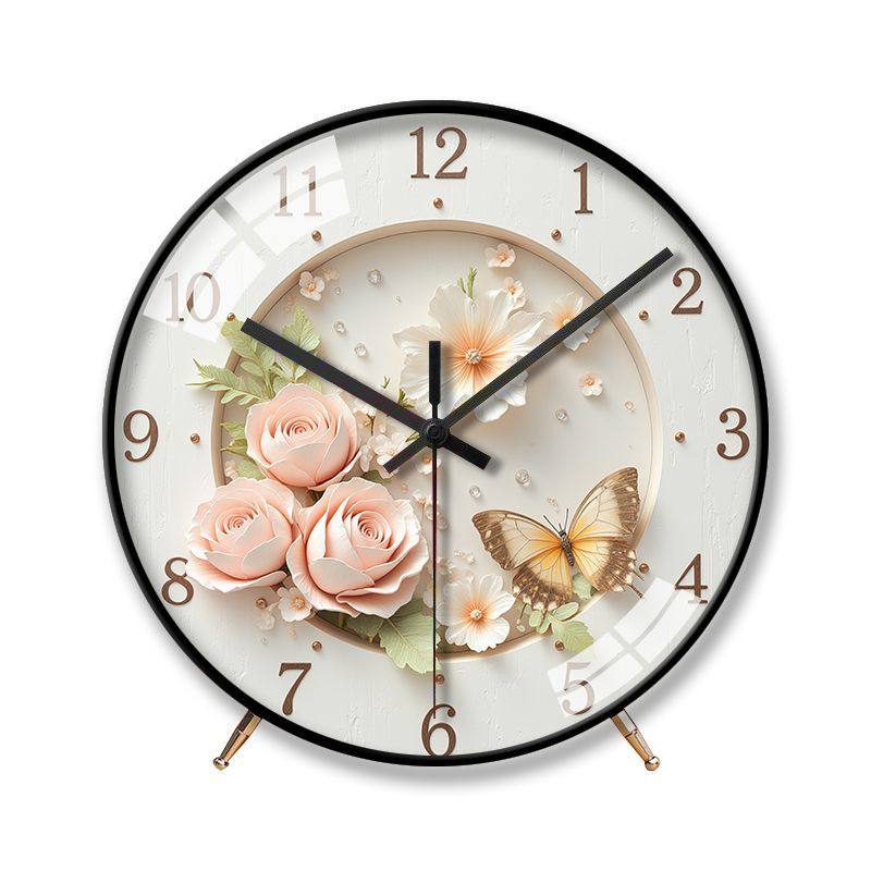 Creative Home Desk Clock Quartz Clock French Butterfly Nordic Clock High-Value Desk Clock Silent Bedroom Living Room