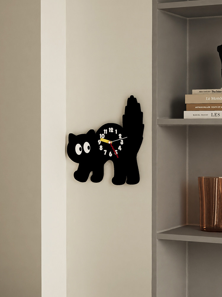 Cartoon Creative Wall Clock Cute Cat Princess Children's Room Grille Decorative Clock Living Room Dining Room Wall Clock 2024 New Model