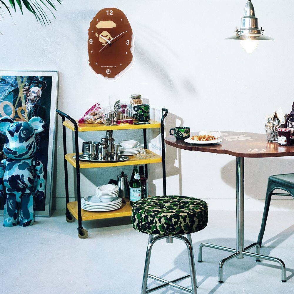 Bape Ape Clock Trendy Brand Internet-Famous Clock Simple Creative Bedroom Silent Wall Clock Home Living Room Decoration ins