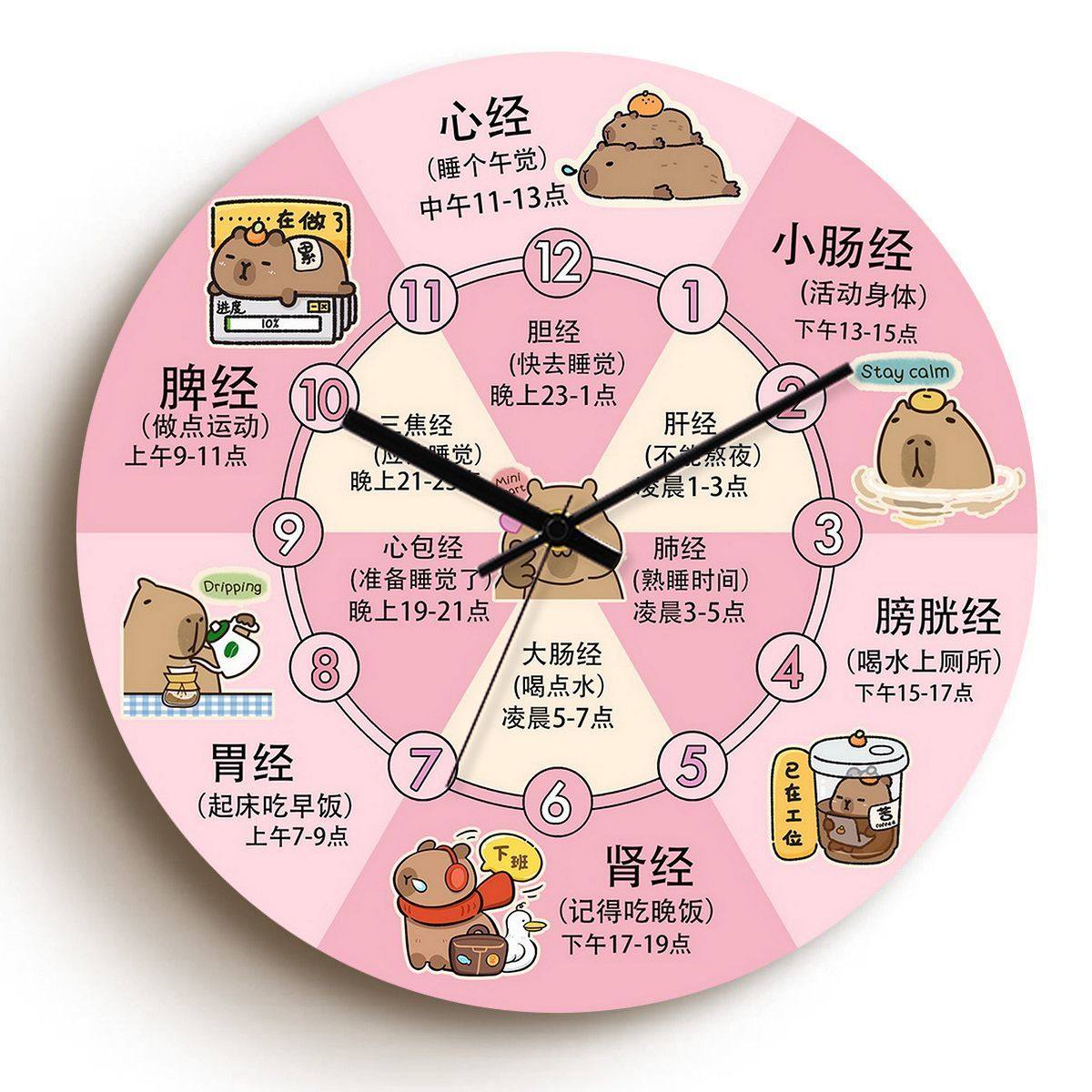 Traditional Chinese Medicine Therapy Wall Clock - Twelve Hour Health Care Clock - Meridian Flow Silent Wall Decorative Clock
