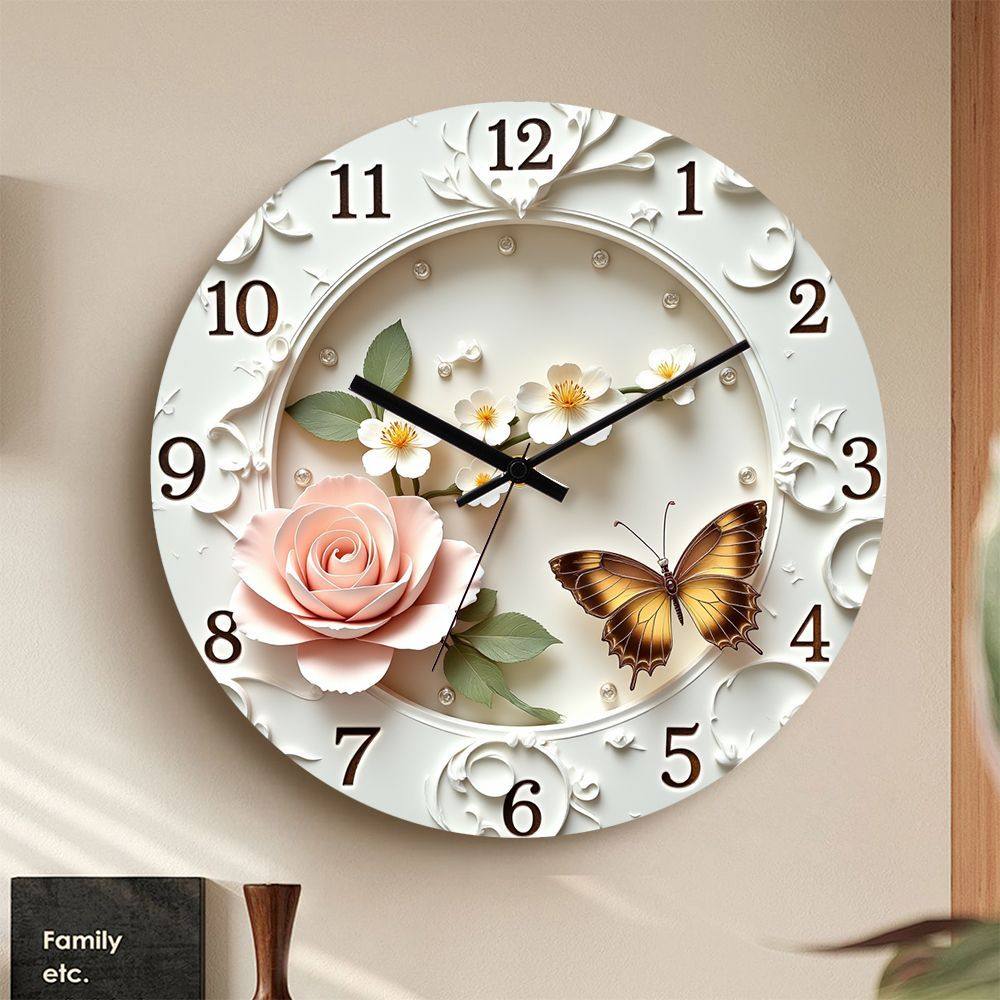 French-Style Butterfly High-Value Nordic Clock Art Painting Silent Bedroom Living Room Creative Home Wall Quartz Clock