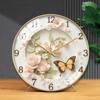 French-Style Butterfly Nordic Clock, High-Value Art Painting, Silent Bedroom and Living Room Creative Home Desk Clock, Quartz Clock