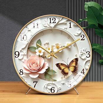 French-Style Butterfly High-End Nordic Clock, Silent Bedroom and Living Room Creative Home Clock, Quartz Clock